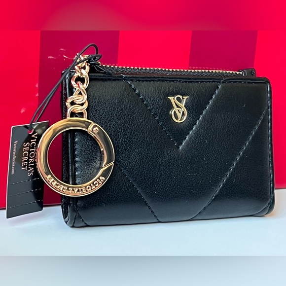 Victoria’s Secret Black Chevron Quilted Foldover Card Case ~ NWT & Bag - Picture 2 of 16